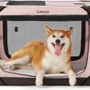Lesure Collapsible Dog Crate - Portable Travel Kennel for Medium Dog, 4-Door Pet Crate with Durable Mesh Windows, Indoor & Outdoor, Pink (30.0"L x 21.0"W x 21.0"H)