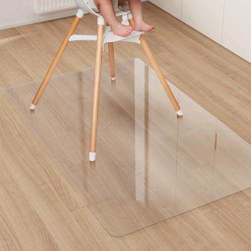 ZPAI Area Floor Mat for Home, 3'×5' Transparent No Slip Waterproof Vinyl Area Rug, Spill Resistant Hard Floor Protector Cover for Kitchen, Easy Clean Splat Mat for Under High Chair
