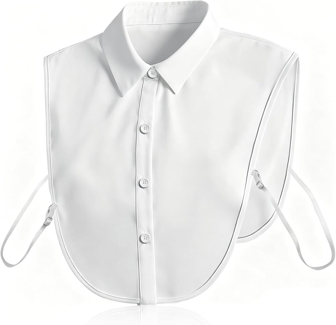 White Collar, Removable Fake Collar for Women, Soft Comfortable Accessory for Dresses, Sweaters, Uniforms & Work Suits, for Daily Office Wear