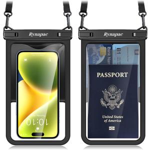 Waterproof Phone Pouch - 8.5in Waterproof Phone Case with Lanyard, IPX8 Cell Phone Dry Bag Beach Essentials for iPhone 17 16 15 Pro Max, Galaxy S25 S24 Ultra, 2 Pack