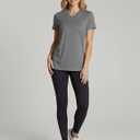 Real Essentials 5 Pack: Women's Short Sleeve Breeze Tech V-Neck T Shirt Workout Top Wicking Dry Fit Athletic Tee (Plus) XS