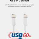 Belkin USB-C to USB-C Fast Charging Cable (1M/3.3ft) for iPhone 16, iPhone 16 Pro, iPhone 16 Pro Max, iPhone 16 Plus, Galaxy S25, S24, Note, Pixel, iPad Pro, Nintendo Switch 2, Carplay & More - White