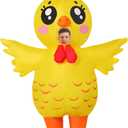 COMIN Inflatable Chicken Costume for Adults Simulated Skin Air Blow up Funny Halloween Costume Inflatable For Men Women 72"