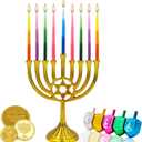 The Dreidel Company Dripless Deluxe Tapered Hanukkah Candles, Multicolored 3-Tone Pastel Decorations, 45 Menorah Candles for All 8 Nights of Chanukah 1-Hour Burn Time