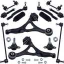 TUCAREST 14Pcs Suspension Kit Fit For 2003-2014 Vo-lvo XC90, 2 Front Lower Control Arm +2 Ball joint +4 Outer Inner Tie Rod +4 Sway Bar +2 Boots [# K640446 K80501 EV800043 ES800857 K500153 K80425]