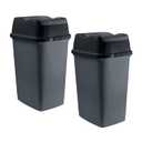 Superio Garbage Cans with Swing Top-Split Lids, 2 Pack | Small Trash Cans with Lids | Durable Plastic | Slim & Sturdy Trash Bins | Fingerprint Resistant | 2.5 Gallon / 10.5 qt / 10 L  Grey
