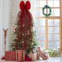 Christmas Giant Bow Decoration, Big Bows for Backdrop 59x20 Inch,Bow Themed Room Decor,Large Velvet Decorative Bows for Wedding Engagement Bachelorette Baby Shower Bridal Xmas (Wine Red, 20x59INCH)