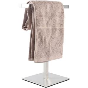 Bathroom Hand Towel Holder Stand T-Shape Hand Towel Holder Stand SUS304 Stainless Steel for Bathroom, Kitchen, or Vanity Countertop (Square Silver)