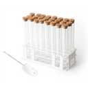 Glass Test Tube Set 24pcs 80ml Glass Test Tubes 25 x 200mm with Cork Stoppers and 1pcs 24 Holes Plastic Tubes Rack for Test Lab Tubes