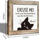 Funny Bathrooms Decor, Cats Lover Decoration for the Home, Novelty Humorous Bathroom Decor, Rustic Farmhouse Wooden Table Signs, Cat Mom Gift, Funny Cat Saying Sign 5.95.9 inches