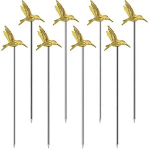 Cocktail Picks Stick, Cocktail Toothpicks Stainless Steel Martini Olive Picks for Bar Barbecue Fruit, Bloody Mary Drink Sticks (8pcs,Gold Bird)