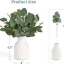 Dahey Artificial Eucalyptus Stems in Ceramic Vase Centerpiece Table Decorations Modern Farmhouse Decor Fake Eucalyptus Plants with Vase for Bathroom Kitchen Shelf Living Room Home Decor, White