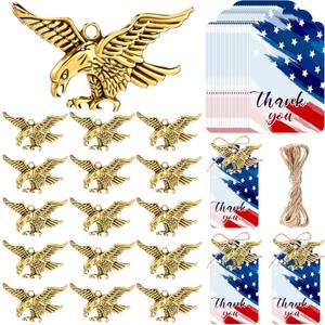20 Sets Veterans Day Gifts Eagle Pendant Keychains Bulk USA Patriotic Party Favors with Stars Stripes Thank You Cards Decorations for Veteran Military Retirements Supplies Souvenirs