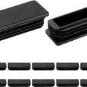 uxcell 16 Pcs Rectangle Tubing End Caps 3 x 1 Inch Plastic Hole Plugs Insert End Cap for Metal Tubing Post Chair Leg Table Bookshelves Furniture, Black