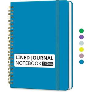 Taja Lined Spiral Journal Notebook for Women & Men, 140 Pages, College Ruled Hardcover Notebook for Work & Note Taking, Journals for Writing, A5(5.7" x 7.9") Azure Blue