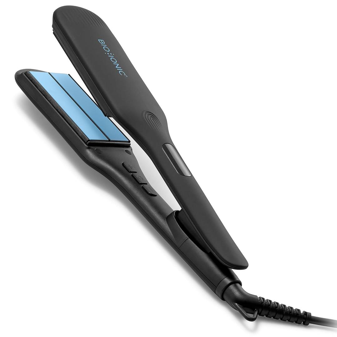 Bio Ionic OnePass Styling Flat Iron - Moisturizing Heat Hair Straightener with Silicone Speed Strips, Digital Temperature Control to 450F, Auto Shut-Off, Shine-Boosting Plates (1.5 Inch)