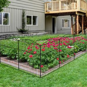 INJOPEXI Garden Fence 12 Panels 23.6ft (L)24in (H) Decorative Garden Fences with 12 Panels Rustproof Wire No Dig Animal Barrier Fencing Dog Fence for Yard Outdoor Patio - Without Fence Gate