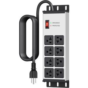 JUNNUJ Heavy Duty Surge Protector, 12 Gauge Extension Cord, Silver, 6 FT