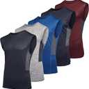 Real Essentials 5 Pack: Men's Mesh Active Athletic Tech Tank Top - Workout & Training Activewear (Large)