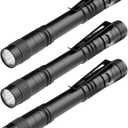 Mini Flashlight, AAA Small Pen Light with Clip, Portable 500lm Pocket Pen Flashlight for Inspection Repair Outdoor Emergency (3 Pack, Black, 5.1")