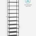 SONGMICS Shoe Rack, 10-Tier Shoe Shelf, Shoe Storage Organizer, 11 x 17.7 x 68 Inches, Metal Frame, Non-Woven Fabric Shelves, for Entryway, Bedroom, Black ULSH010B02