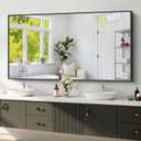 Koonmi Black Framed Bathroom Mirror - Shatterproof 30"x60" Tempered Glass, HD No Distortion, Horizontal/Vertical Mount, Modern Matte Aluminum Alloy Frame (Square-edged)