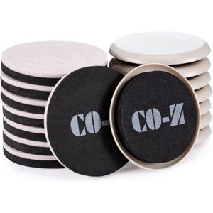 CO-Z Felt Furniture Sliders - 16 Pack with 8 Plastic & 8 Felt Sliders, 3 1/2" Reusable Furniture Sliders for Carpet Hardwood Floors, Heavy-Duty Furniture Gliders Movers, Moving Pads for Hard Surfaces