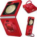 Magnetic Case for Samsung Galaxy Z Flip 5, [Compatible with MagSafe] Military Grade Shockproof Slim fit Samsung Z Flip 5 Phone Case with Magnetic Ring Kickstand, Red
