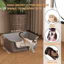 Open-Top Large High Sides Cat Litter Box with Low Entrance, Suitable for Small and Elderly Cats, Anti-Splash, 19.8 x15.6x7.3 for Indoor Use (GreyMoon Gray)