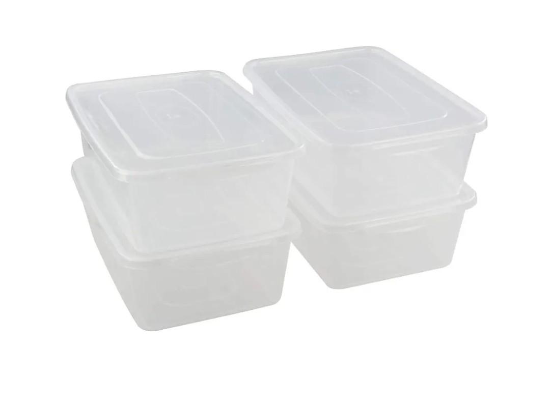 Clear Plastic Storage Bin, 14 Quart Latching Box Container with Lid, 4 Packs