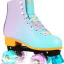 LIKU Quad Roller Skates for Girl and Women with All Wheel Light Up,Indoor/Outdoor Lace-Up Fun Illuminating Roller Skate for Kid (Purple, Size 5-6)
