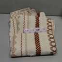 NDDYCU Boho Linen Shower Curtain for Bathroom,Brown Striped Print and Twine-Inspired Woven Center,72" W x 72" L