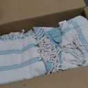 GLAMBURG Peshtemal Turkish Towel Cotton Oversized Beach Towels 36x71 Set of 6 for Adults, Soft Durable Absorbent Extra Large Bath Sheet Hammam - Aqua Blue
