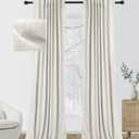 INOVADAY 100% Blackout Curtains for Bedroom, Thermal Black Out Curtains, Back Tab/Rod Pocket Linen Blackout Drapes, Room Darkening Drapes for Living Room, 52''W x 84''L, Beige