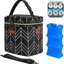 Mancro Breastmilk Cooler Bag, Insulated with Ice Pack, Fits 6 Baby Bottles Up to 9 Oz with On-The-Go Strap, Perfect for Nursing Moms and Daycare, Black Wave