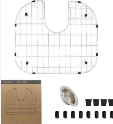 YORZSDI Kitchen Sink Grid 18-7/8" x 16-3/4" - Heavy Duty Kitchen Sink Protector with Built-in Strainer & Rear Drain, Non-Slip Rubber Feet & Scratch Resistant Bottom Guard