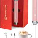 Maestri House LunaFro Max Rechargeable Milk Frother with Stepless Speed Control, Handheld Electric Foam Maker with Stand and Detachable Whisks for Lattes, Ideal Christmas Gift, Dusty Rose