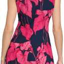 Tommy Hilfiger Women's Matte Jersey Palm Hot Fix Dress, Sky Captain/Carmen Rose, Size 2