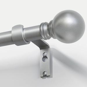 Modern Silver Curtain Rods for Windows 72 to 144 Inches Adjustable Length Heavy Duty 1" Diameter Long Window Curtain Rod with Round Decorative Finials for Bedroom Living Room Kitchen Farmhouse
