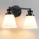 Modern Bathroom Vanity Lights - 2-Light Black Bathroom Light Fixtures Over Mirror with Milky White Glass Shade, Bath Wall Sconce Lighting Vanity Lights for Bath, Bedroom, Hallway