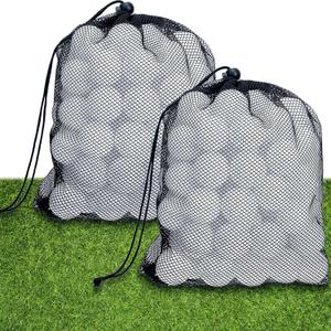 Yunsailing 120 Pcs Plastic Practice Golf Balls Bulk Hollow Training Golf Balls with 2 Pcs Mesh Drawstring Storage Bags for Indoor Outdoor Training and Practice (White)