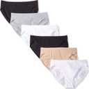 Amazon Essentials Women's Cotton High Leg Brief Underwear, Breathable, Multipacks (Black/Camel/Grey Heather/White)