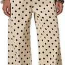 Mxiqqpltky Polka Dot Jeans Women Low Rise Cute Baggy Jeans Y2k Straight Wide Leg Boyfriend Denim Pants Streetwear, Large