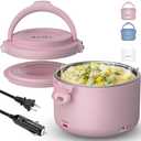 Aotto Electric Lunch Box, 32 oz Portable Food Warmer Heater, Lunch Warmer Portable for Work/Office/Car/Travel 12V/24V/110V 3-in-1, Warming Soup & Meal, Spill-Free, Men & Women's Gifts, Pink