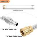 YUNVI 110 Inch Pressure Washer Wand Extension Stainless Steel Power Washer Lance Extension Spray Wand with 1/4 Inch Quickly Connect-4500PSI (2 Wands- 55" Each Wand)