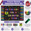 4 x 44 Pcs Crayon Classroom Bulletin Board Decorations Get Ready for Colorful Year Crayon Paper Cutouts for Back to School Classroom Teacher Students Chalkboard Door Wall Decor Supplies
