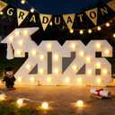 2026 Graduation Marquee Number Light – Wooden LED Light Up Sign with Graduation Cap, Class of 2026 Table Decoration for Preschool Kindergarten High School College Party Decor (2026)