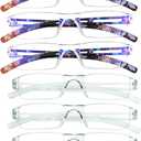 VisionGlobal 8 Pairs Reading Glasses, Blue Light Blocking Glasses, Computer Reading Glasses for Women and Men, Fashion Square Eyewear Frame (4bluefloral+4clear,+2.25 Magnification)