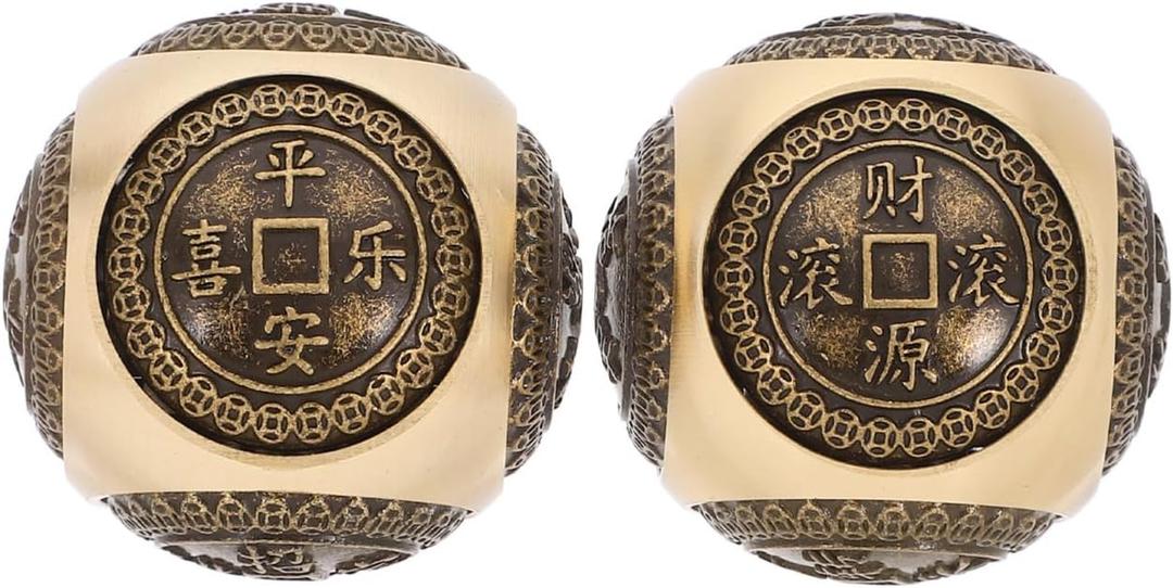 FRCOLOR 2pcs Traditional Chinese Hand Exercise Balls Brass Baoding Balls for Deep Tissue Massage Ideal for Fitness and Relaxation Golden FRCOLOR 2pcs Traditional Chinese Hand Exercise Balls Brass Baoding Balls for Deep Tissue Massage Ideal for Fitness and Relaxation Golden