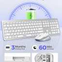 seenda Wireless Keyboard and Mouse Combo for Windows PC, Laptop, Mac, iPad, Bluetooth & 2.4G 3-Device Multi-Connection, Ultra Slim Full Size Quiet Keyboard, Adjustable DPI Mouse, Silver